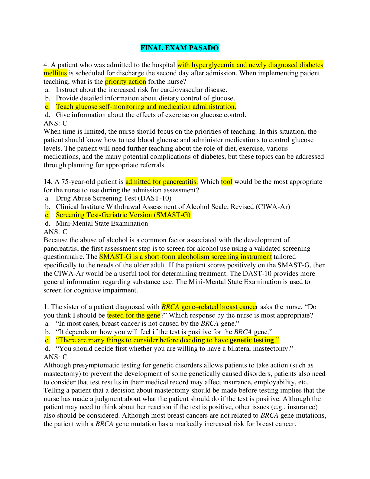 Preview image of Final Exam PASADO (Questions and Answers) document